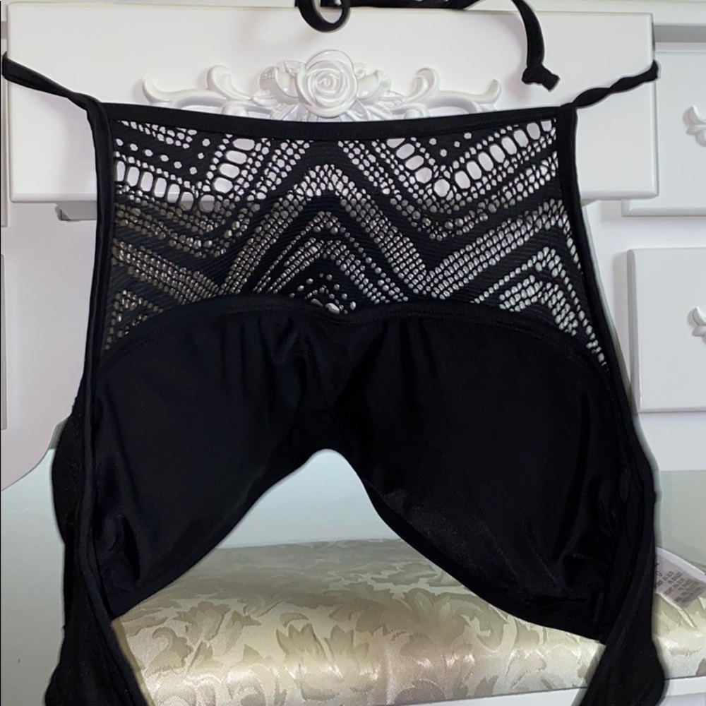 Black halter top bathing suit